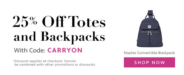 25% Off Totes and Backpacks With Code: CARRYON D Naples Convertible Backpack counts LN 