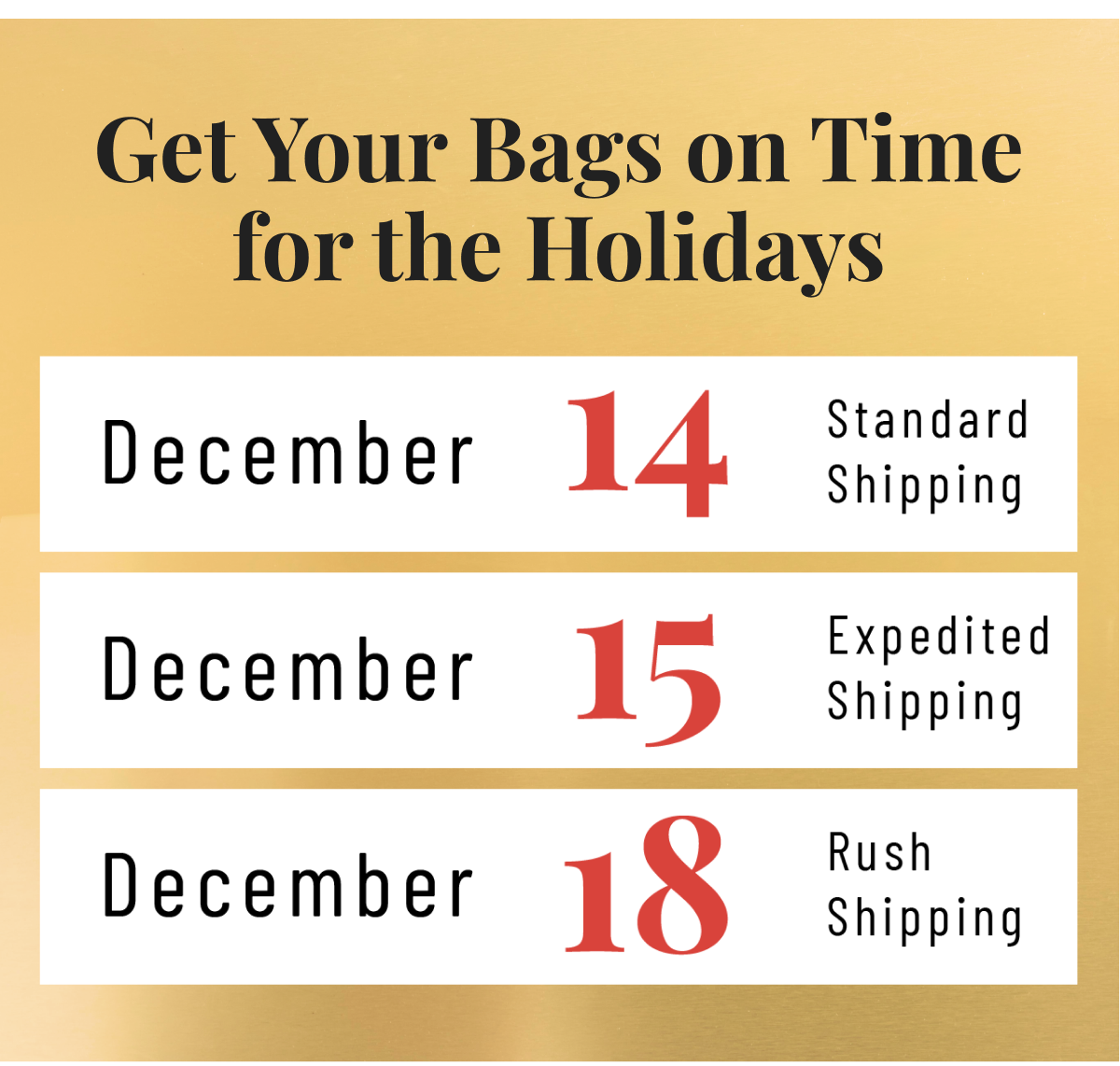 Shipping Deadlines