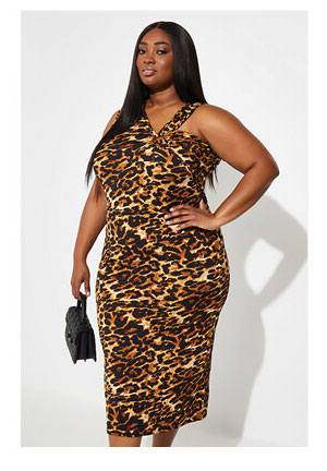 Cutout leopard print midi dress