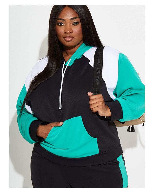 Colorblock Stretch Knit Hoodie
