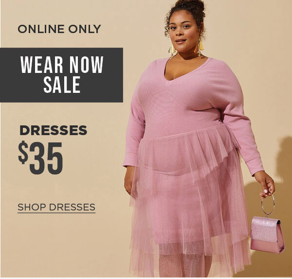 Online only. Wear now sale. $35 dresses