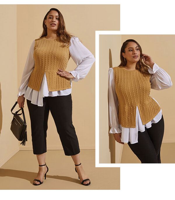 Iced Coffee Layered Ribbed Sweater