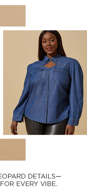 Studded Keyhole Denim Shirt