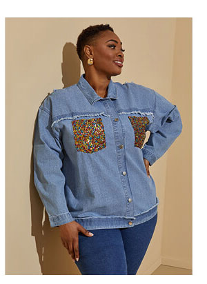 Sequin Embellished Denim Shirt