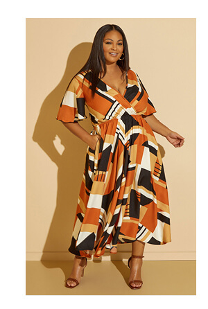 Multi-Colored Abstract A Line Maxi Dress