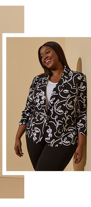 Ruched Face Print Blazer