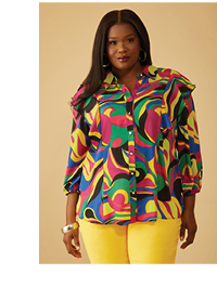 Multi-Colored Ruffled Printed Shirt