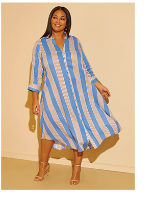 Silver Lake Blue Striped Midaxi Shirtdress