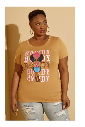 Howdy Glittered Graphic Tee