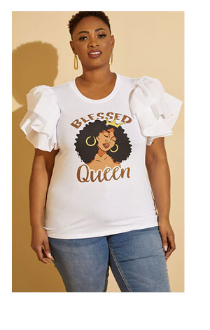 Blessed Queen Ruffled Sleeve Tee