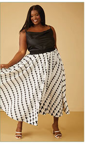 Textured Houndstooth Maxi Skirt