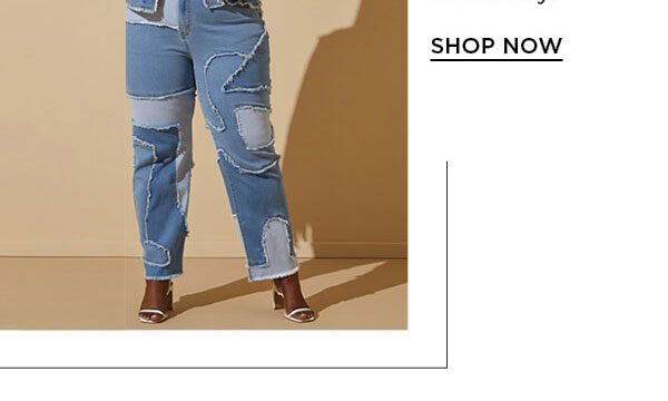 Patchwork Straight Leg Jeans