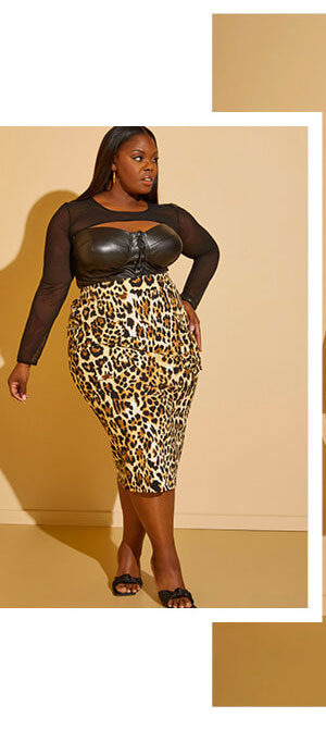 Leopard Cargo Midi Pencil Skirt