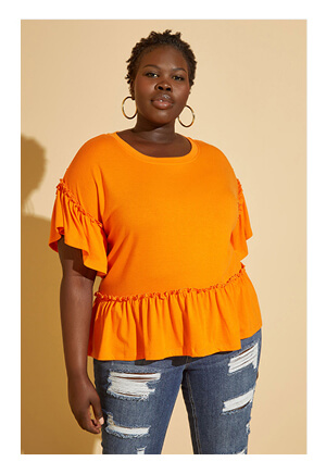 Ruffled Peplum Jersey Top