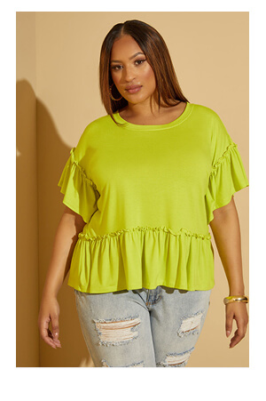 Ruffled Peplum Jersey Top