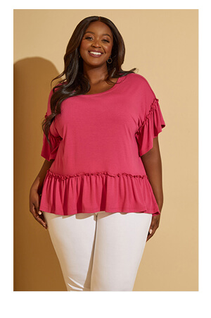 Ruffled Peplum Jersey Top