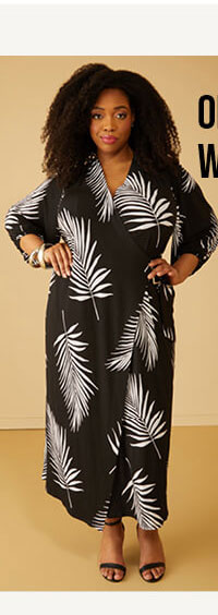 Leaf Print Maxi Wrap Dress