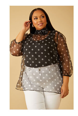 Rosette Polka Dot Blouse