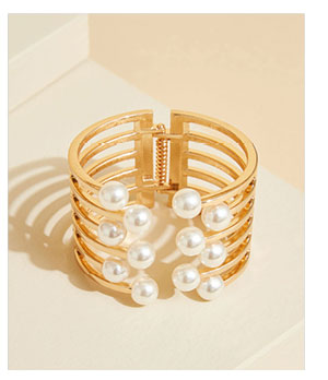 Faux Pearl Hinge Cuff