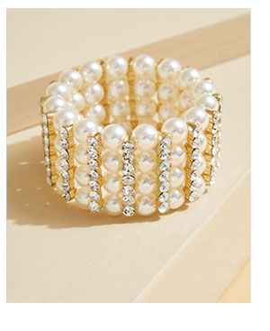 Faux Pearl And Crystal Bracelet