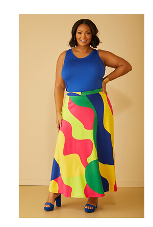 Swirl Print Maxi Skirt