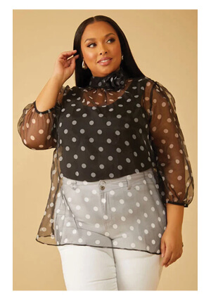 Rosette Polka Dot Blouse