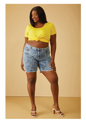 Acid Wash Denim Bermuda Shorts