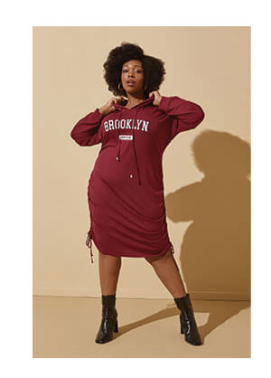 Brooklyn Ruched Hoodie Dress