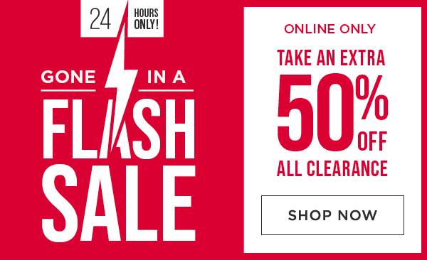 Online only. Take an extra 50% off all clearance. Shop now