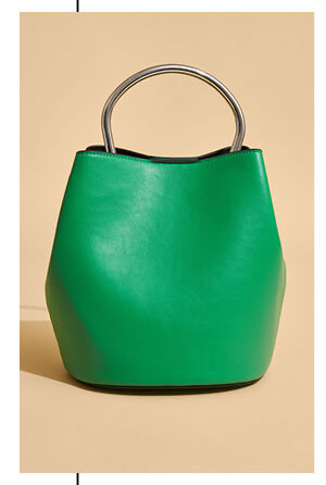 Faux Leather Top Handle Bucket Bag