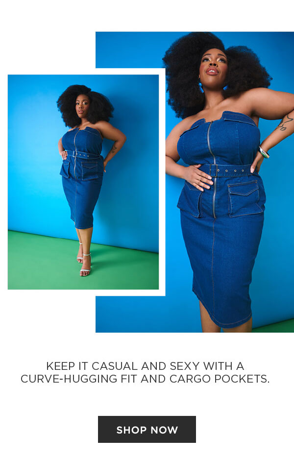 Strapless Denim Bodycon Dress. Shop now