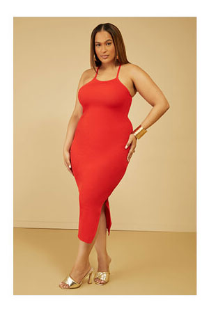 Crisscross Midi Bodycon Dress