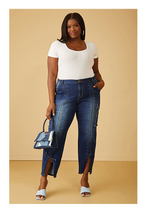 Split Front Cargo Jeans