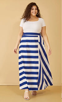 Striped Cotton Maxi Skirt