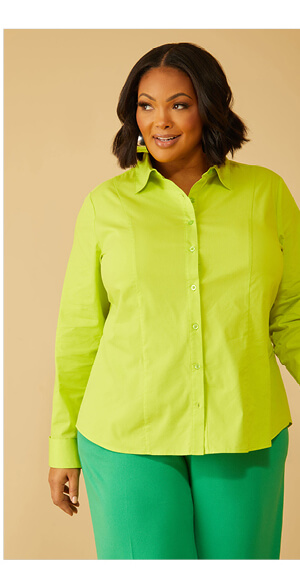 Cotton Blend Collared Shirt