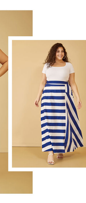 Striped Cotton Maxi Skirt