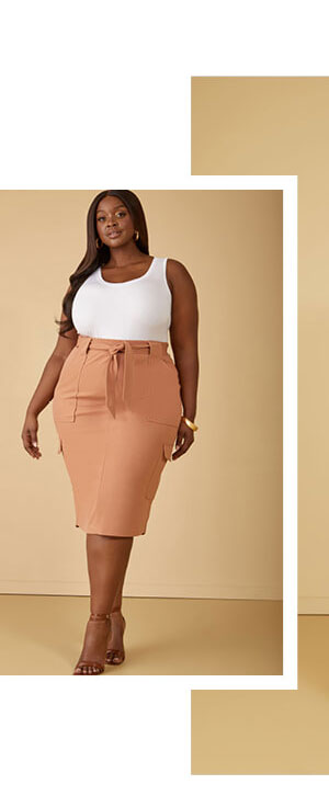 Belted Midi Cargo Skirt