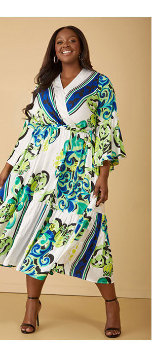 Scroll Print Satin Maxi Dress