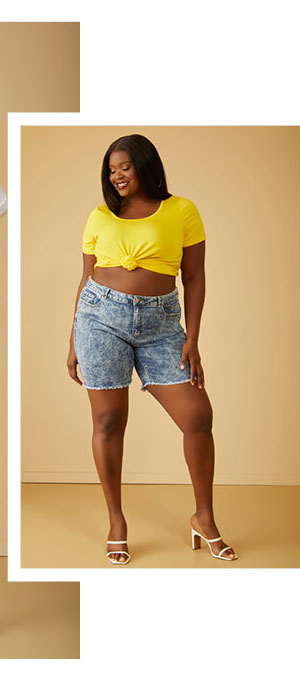 Acid Wash Denim Bermuda Shorts
