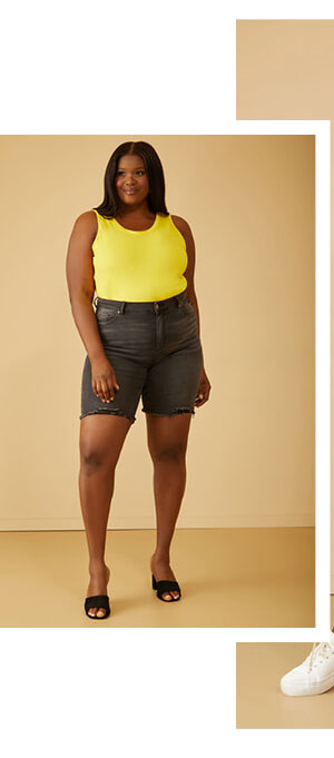 Distressed Denim Bermuda Shorts
