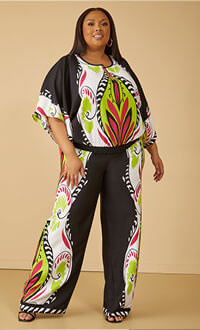 Printed Crepe Wide Leg Pants