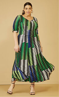 Geo Print U Ring Maxi Dress