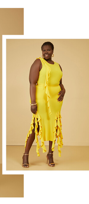 Ruffle Trimmed Midi Skirt