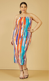 Strapless Brushstroke Bodycon Dress