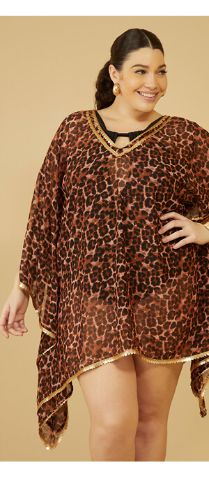 Sequined Cutout Leopard Cover Up