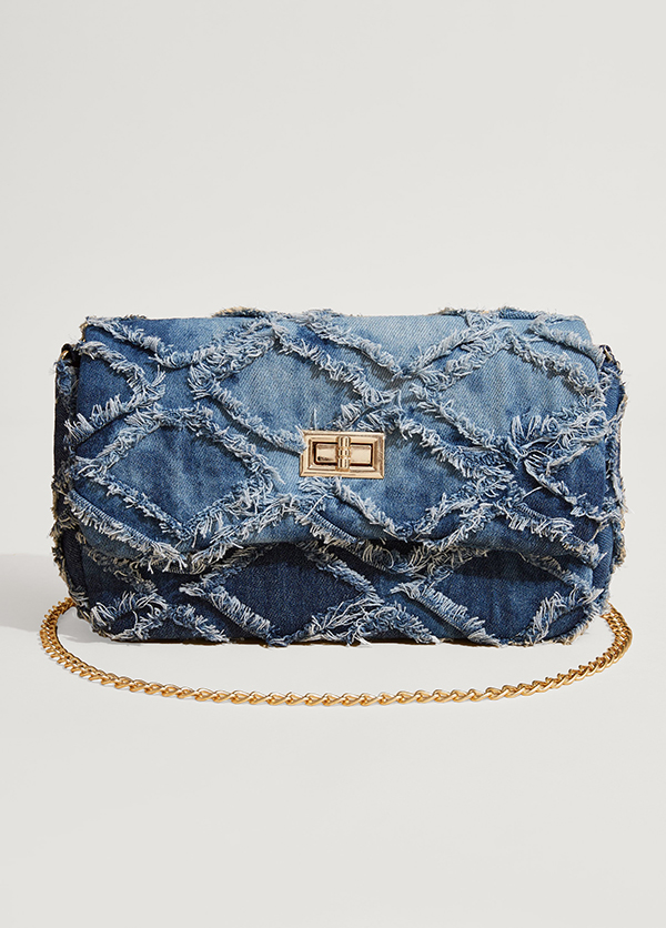 Distressed Denim Shoulder Bag