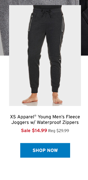 XS Apparel Young Men's Fleece Joggers W/ Waterproof Zippers - Click to Shop Now