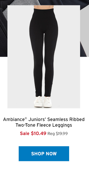 Ambiance Juniors' Seamless Ribbed Two Tone Fleece Leggings - Click to Shop Now