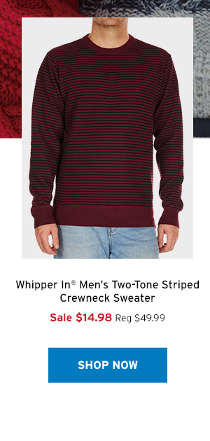 Whipper in Men's Two-Tone Striped Crewneck Sweater - Click to Shop Now