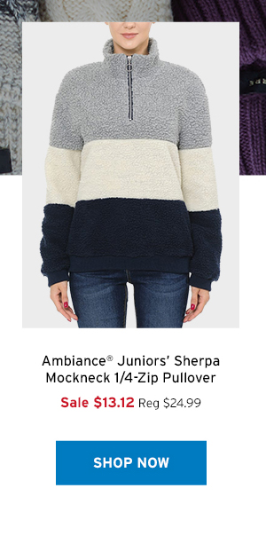 Ambiance Juniors' Sherpa Mockneck 1/4-Zipper Pullover - Click to Shop Now